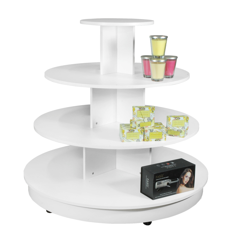 Display Tables 45 In White 4 Tier Round Wood Display Table With Casters